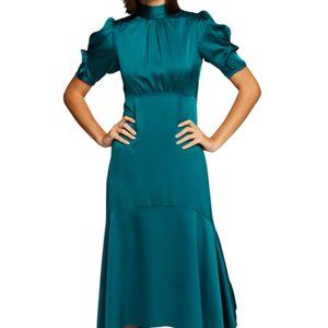 Eliza J High Neck Asymmetrical Teal Dress
